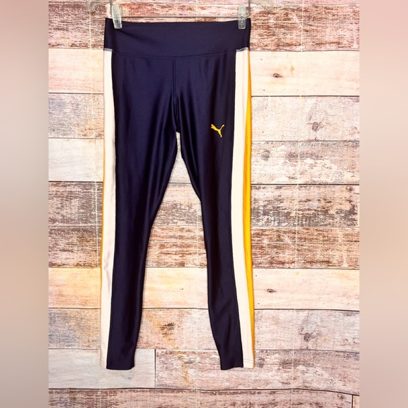 Puma navy gold white leggings size‎ Small - Picture 1 of 6